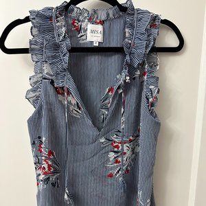 Misa Los AngelesStripe and Floral Blouse, Women's Medium